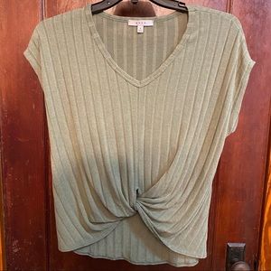 Gaze Olive Green Twist Front Top